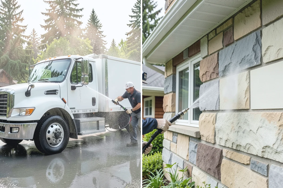 Gas Station Cleaning in Bonney Lake, Pierce County, WA - Contain drains and pre-treat oil-stained concrete with a commercial degreaser