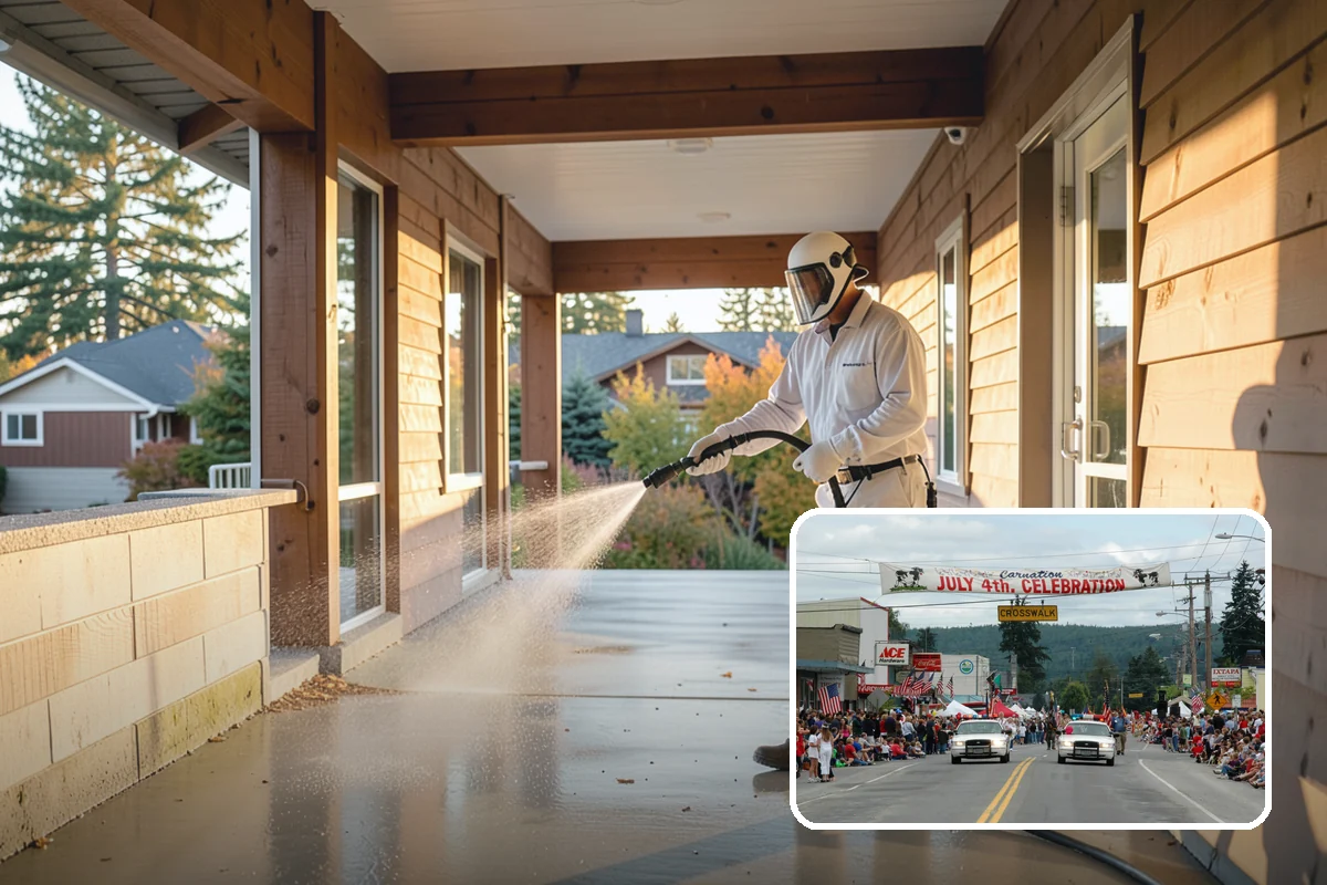 Gas Station Cleaning in Carnation, King County, WA - Removes slip-causing oil and fuel film from pump-island concrete