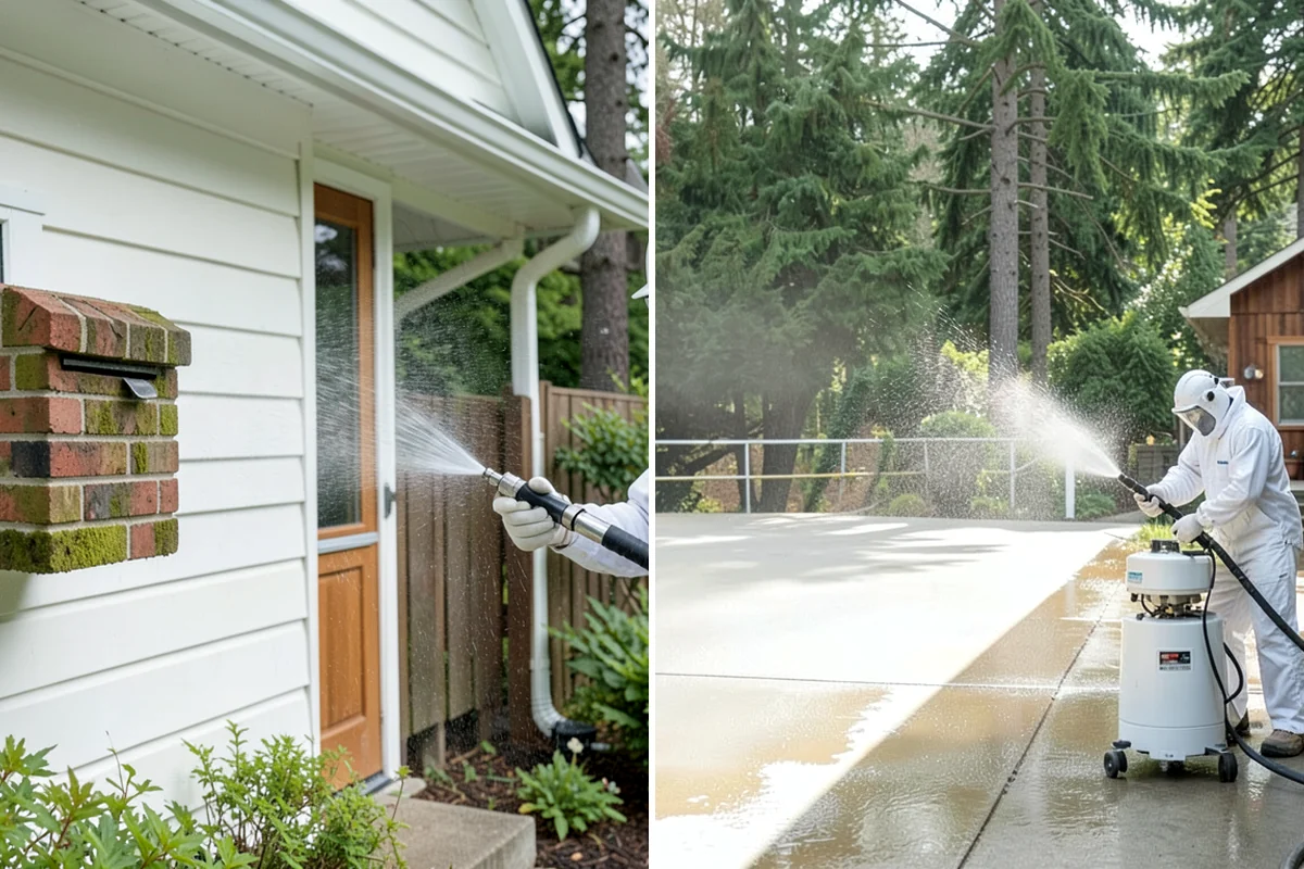 Gas Station Cleaning in Clyde Hill, King County, WA - Contain drains and pre-treat oil-stained concrete with a commercial degreaser