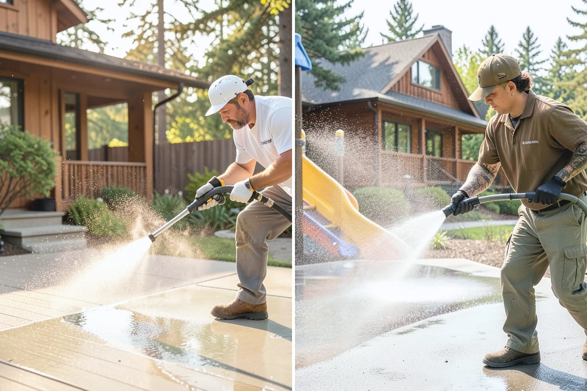 Gas Station Cleaning in Coupeville, Island County, WA - Contain drains and pre-treat oil-stained concrete with a commercial degreaser