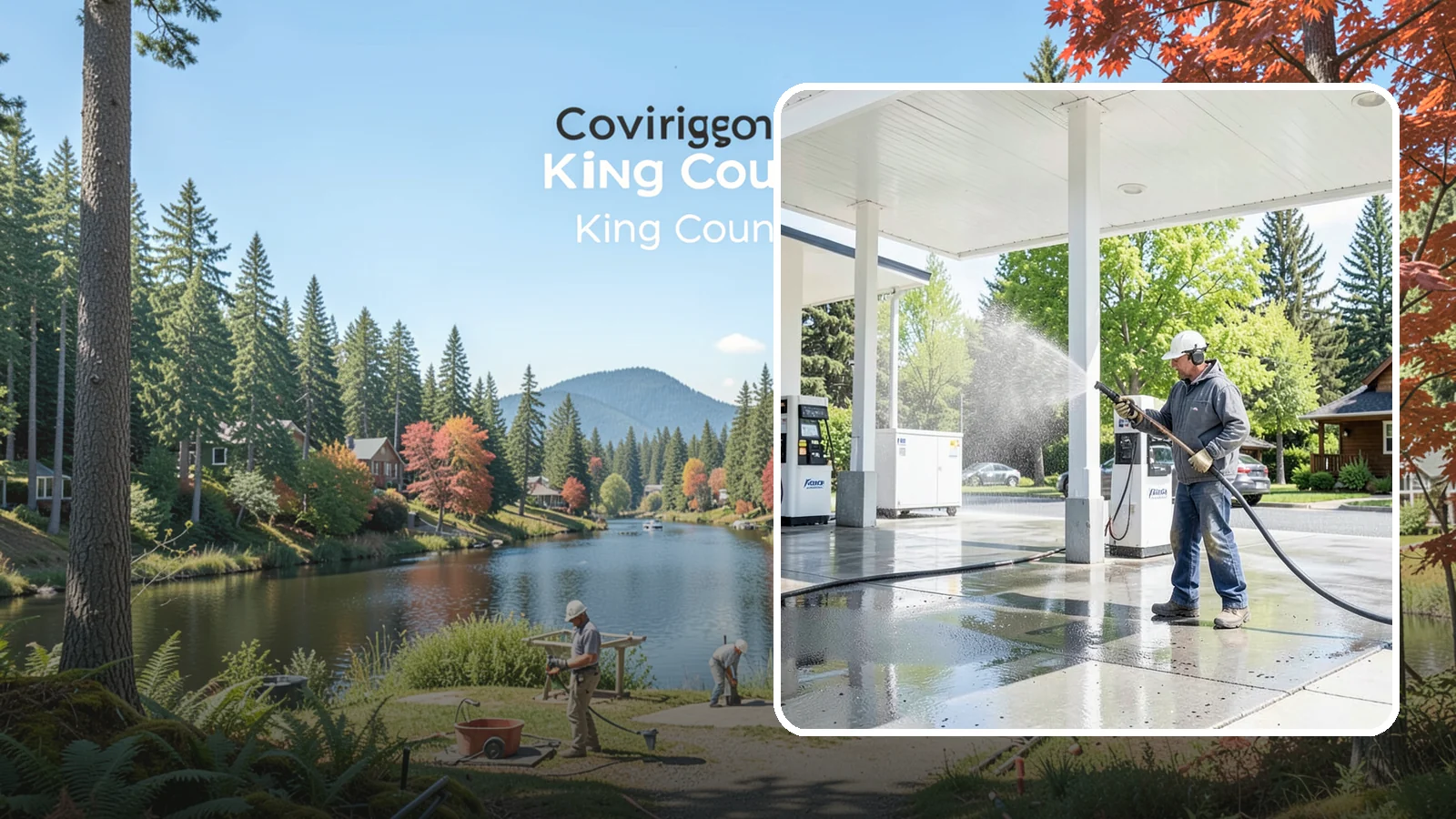 Gas Station Cleaning in Covington, King County, WA - Deep exterior cleaning for fuel courts, canopies, and pump islands that removes oil, fuel residue, and Northwest grime from...