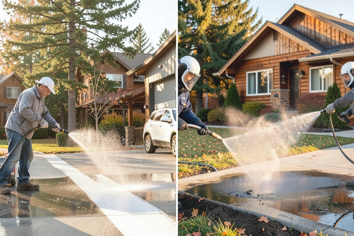 Gas Station Cleaning in Des Moines, King County, WA - Contain drains and pre-treat oil-stained concrete with a commercial degreaser