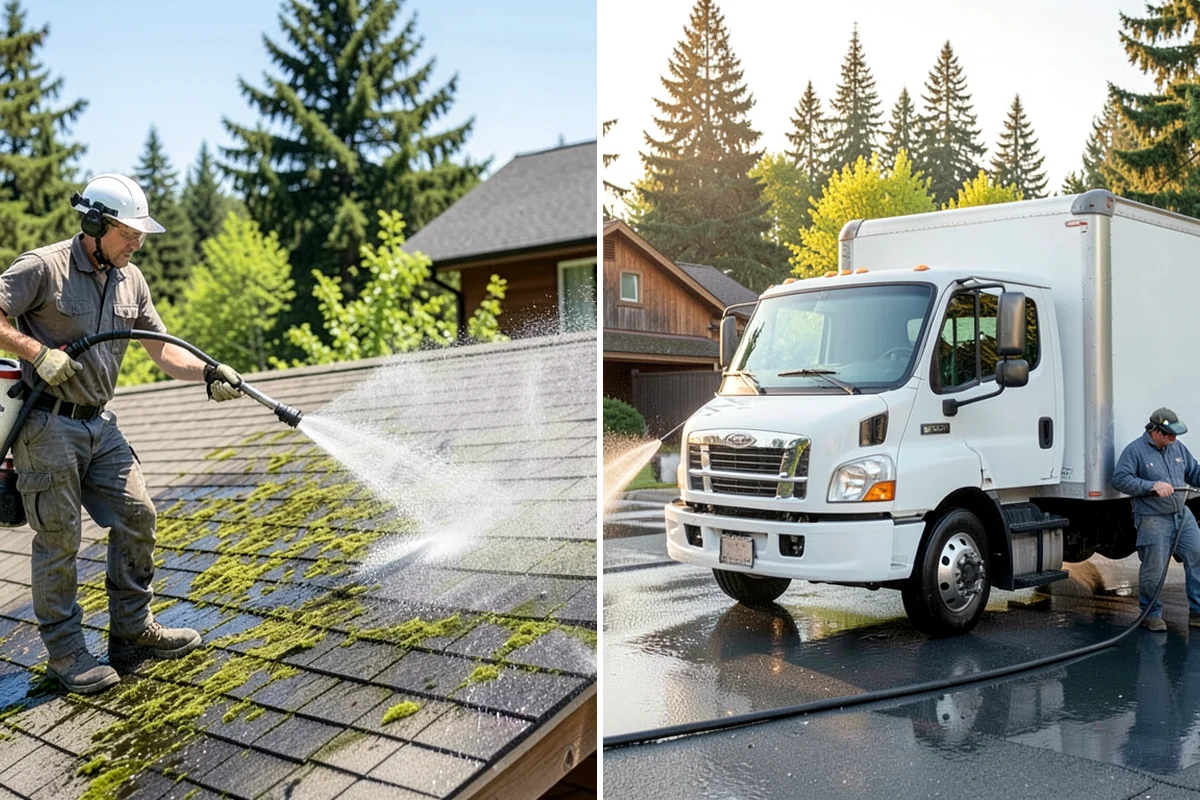 Gas Station Cleaning in Everett, Snohomish County, WA - Contain drains and pre-treat oil-stained concrete with a commercial degreaser