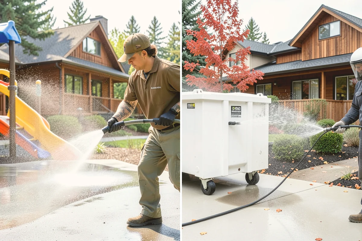 Gas Station Cleaning in Index, Snohomish County, WA - Contain drains and pre-treat oil-stained concrete with a commercial degreaser