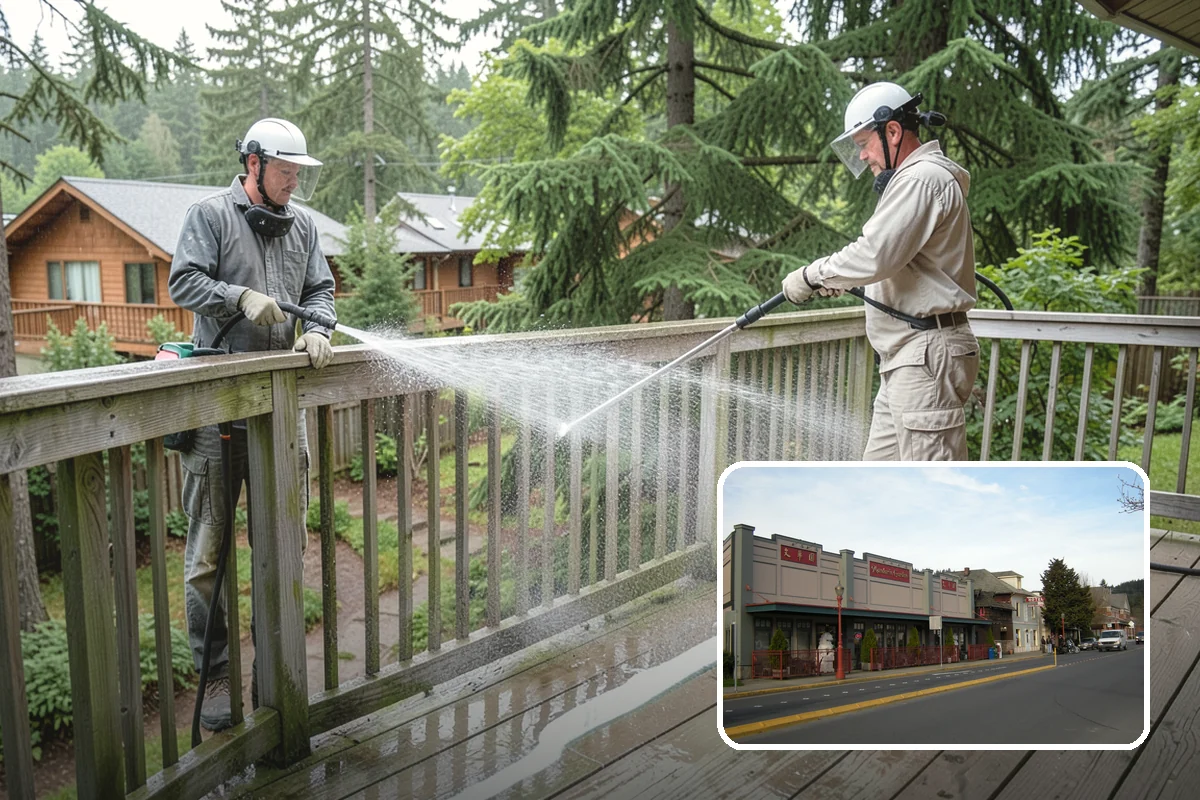 Gas Station Cleaning in Issaquah, King County, WA - Removes slip-causing oil and fuel film from pump-island concrete
