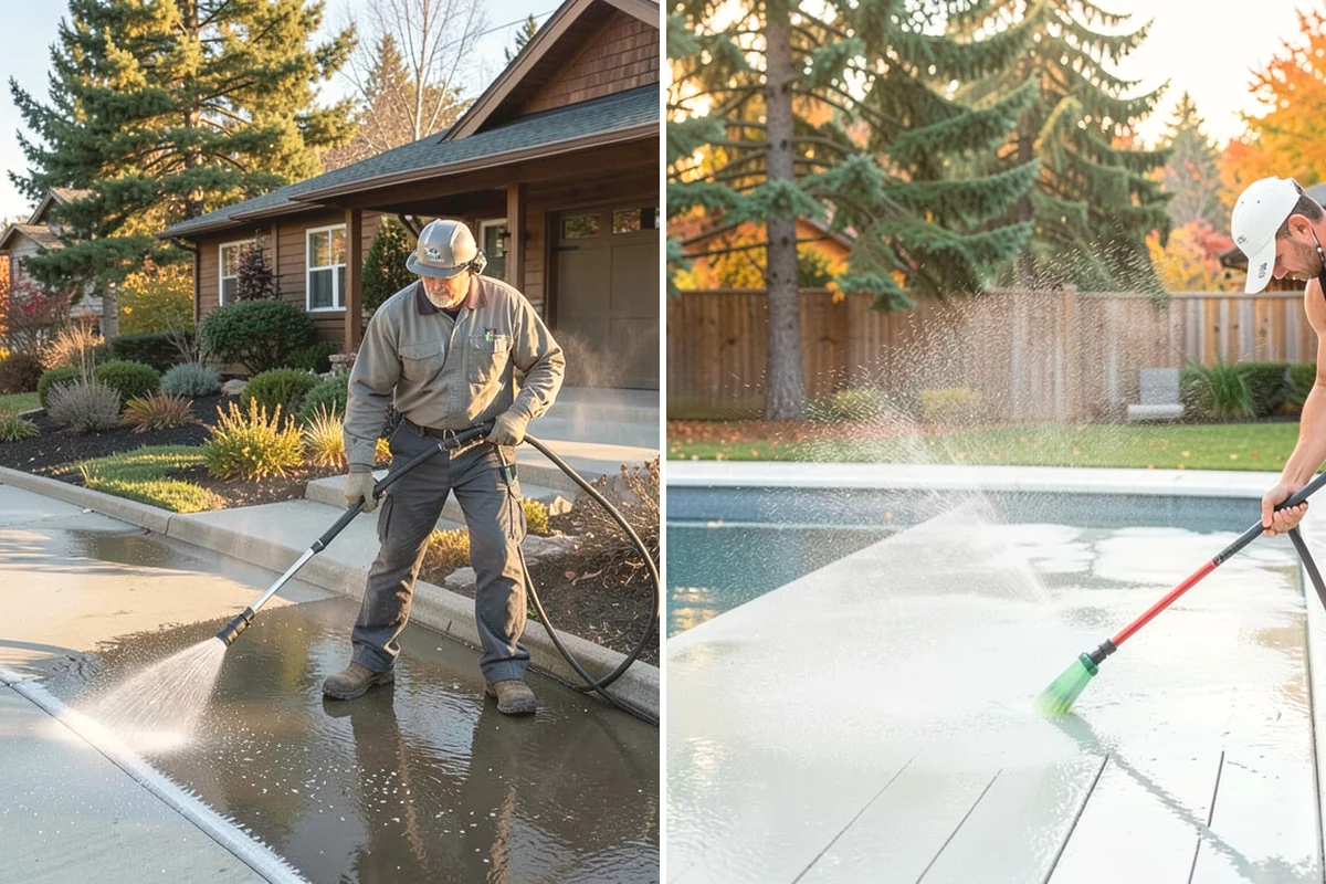Gas Station Cleaning in Issaquah, King County, WA - Contain drains and pre-treat oil-stained concrete with a commercial degreaser