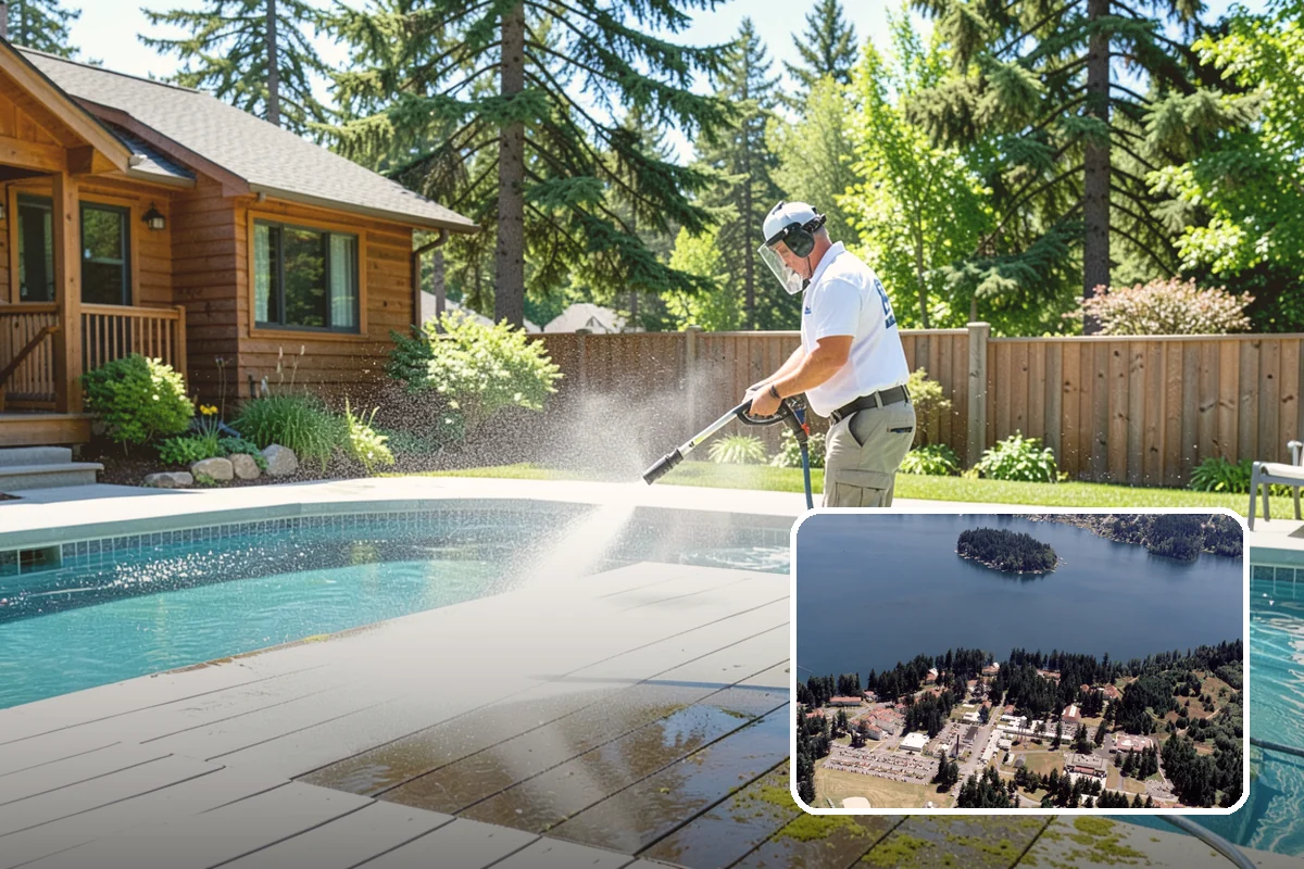 Gas Station Cleaning in Lakewood, Pierce County, WA - Removes slip-causing oil and fuel film from pump-island concrete