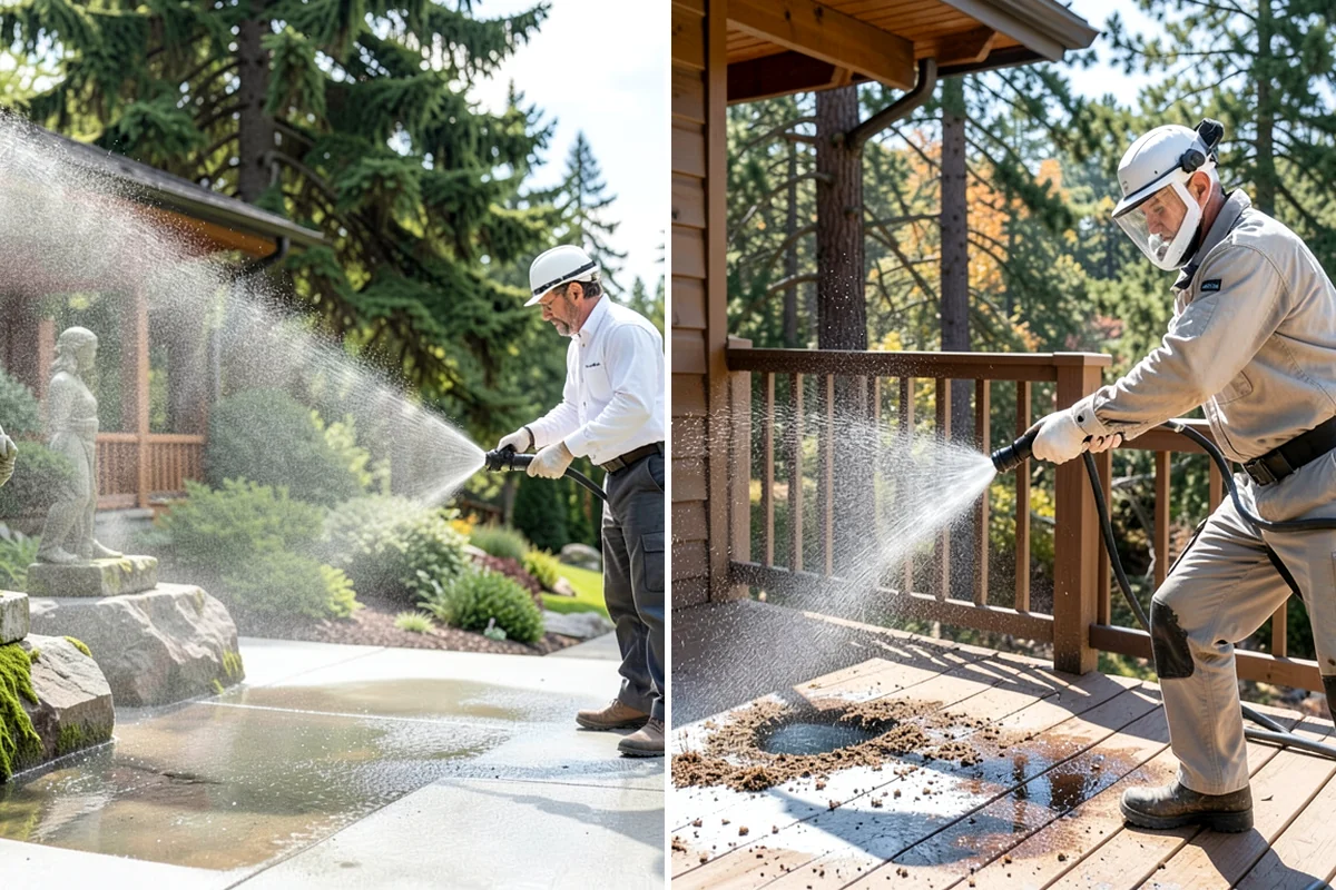 Gas Station Cleaning in Lakewood, Pierce County, WA - Contain drains and pre-treat oil-stained concrete with a commercial degreaser
