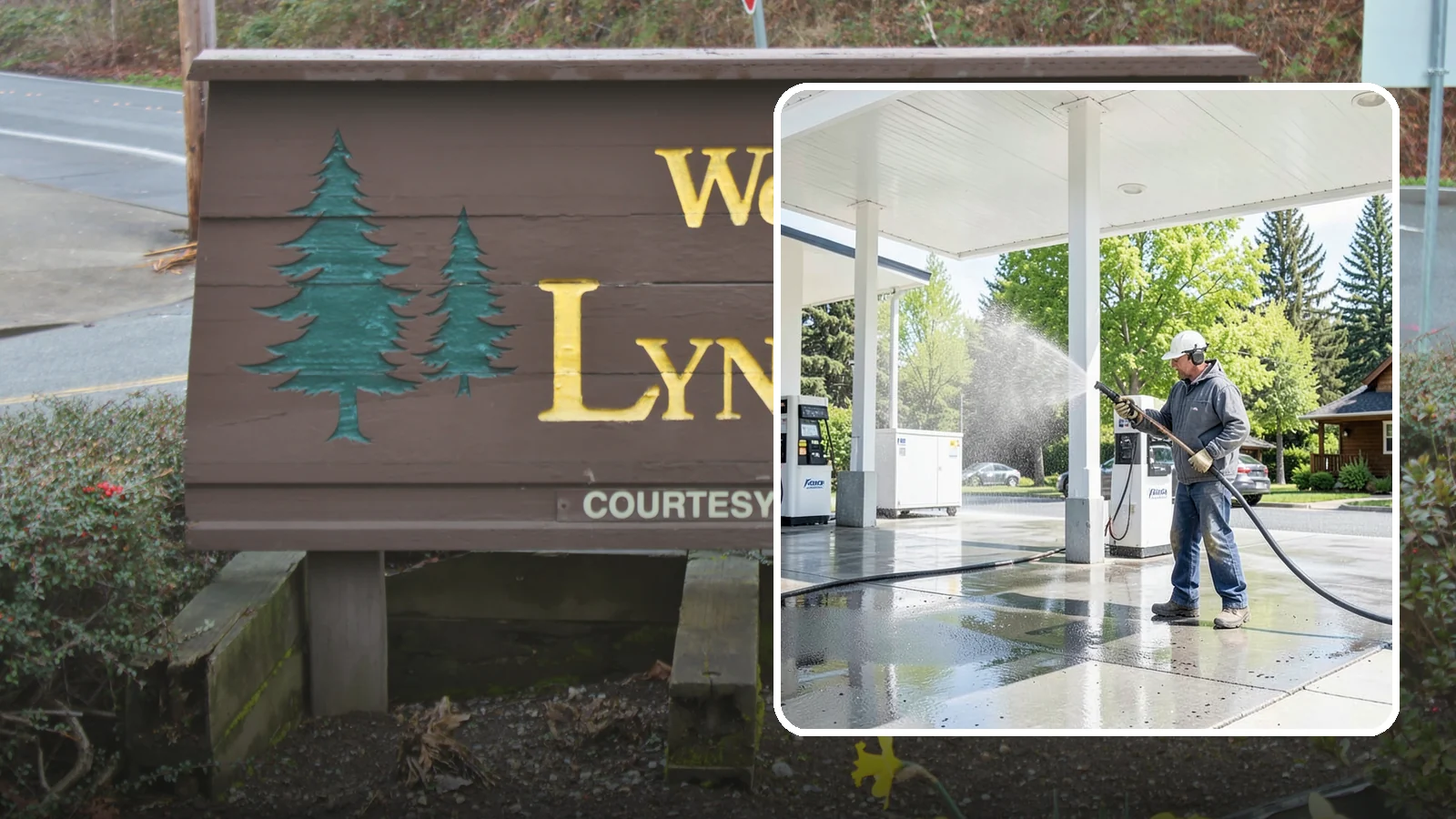 Gas Station Cleaning in Lynnwood, Snohomish County, WA - Deep exterior cleaning for fuel courts, canopies, and pump islands that removes oil, fuel residue, and Northwest grime from...