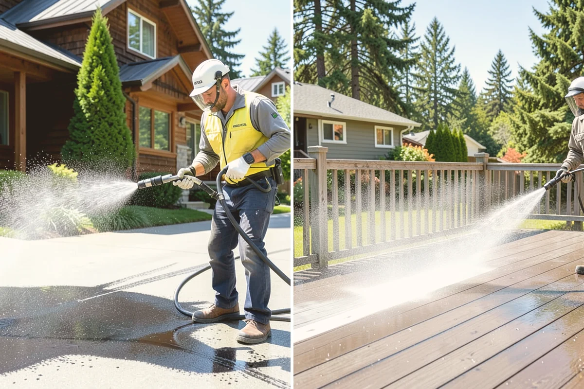 Gas Station Cleaning in Lynnwood, Snohomish County, WA - Contain drains and pre-treat oil-stained concrete with a commercial degreaser