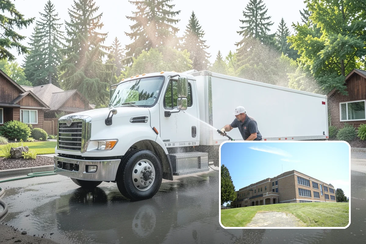 Gas Station Cleaning in Maple Valley, King County, WA - Removes slip-causing oil and fuel film from pump-island concrete