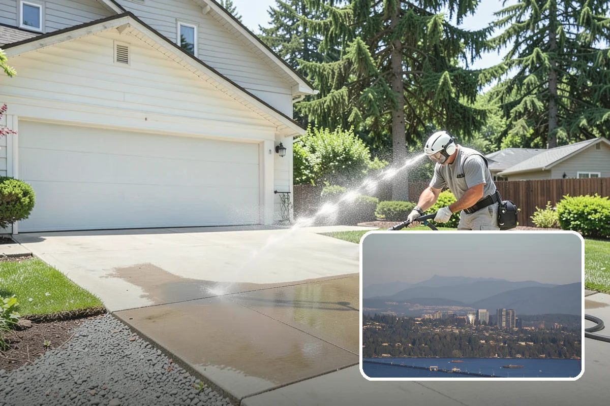 Gas Station Cleaning in Medina, King County, WA - Removes slip-causing oil and fuel film from pump-island concrete