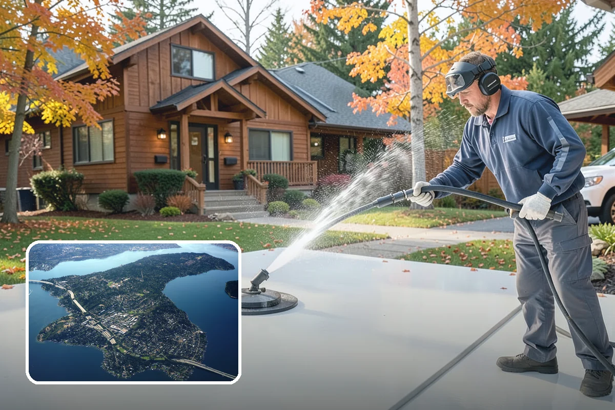 Gas Station Cleaning in Mercer Island, King County, WA - Removes slip-causing oil and fuel film from pump-island concrete