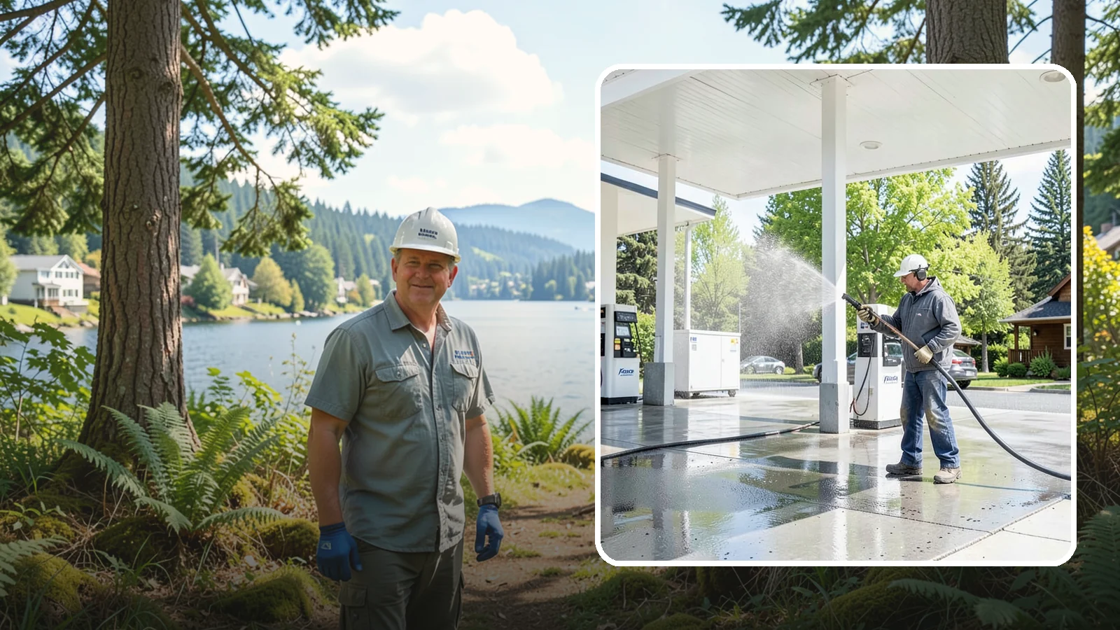 Gas Station Cleaning in Milton, King County, WA - Deep exterior cleaning for fuel courts, canopies, and pump islands that removes oil, fuel residue, and Northwest grime from...