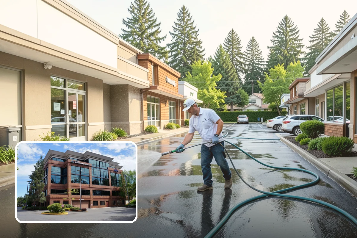 Gas Station Cleaning in Mountlake Terrace, Snohomish County, WA - Removes slip-causing oil and fuel film from pump-island concrete