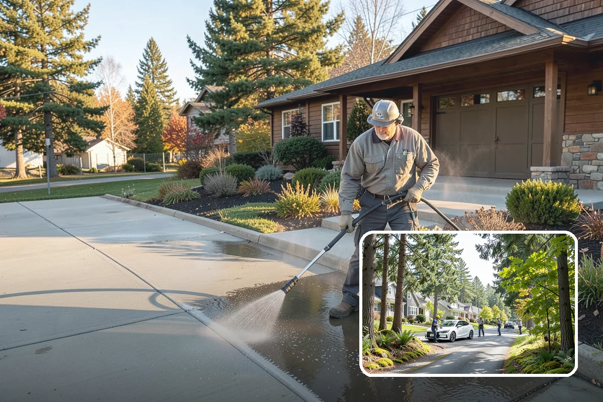 Gas Station Cleaning in Normandy Park, King County, WA - Removes slip-causing oil and fuel film from pump-island concrete