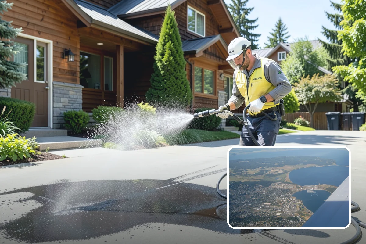 Gas Station Cleaning in Oak Harbor, Island County, WA - Removes slip-causing oil and fuel film from pump-island concrete