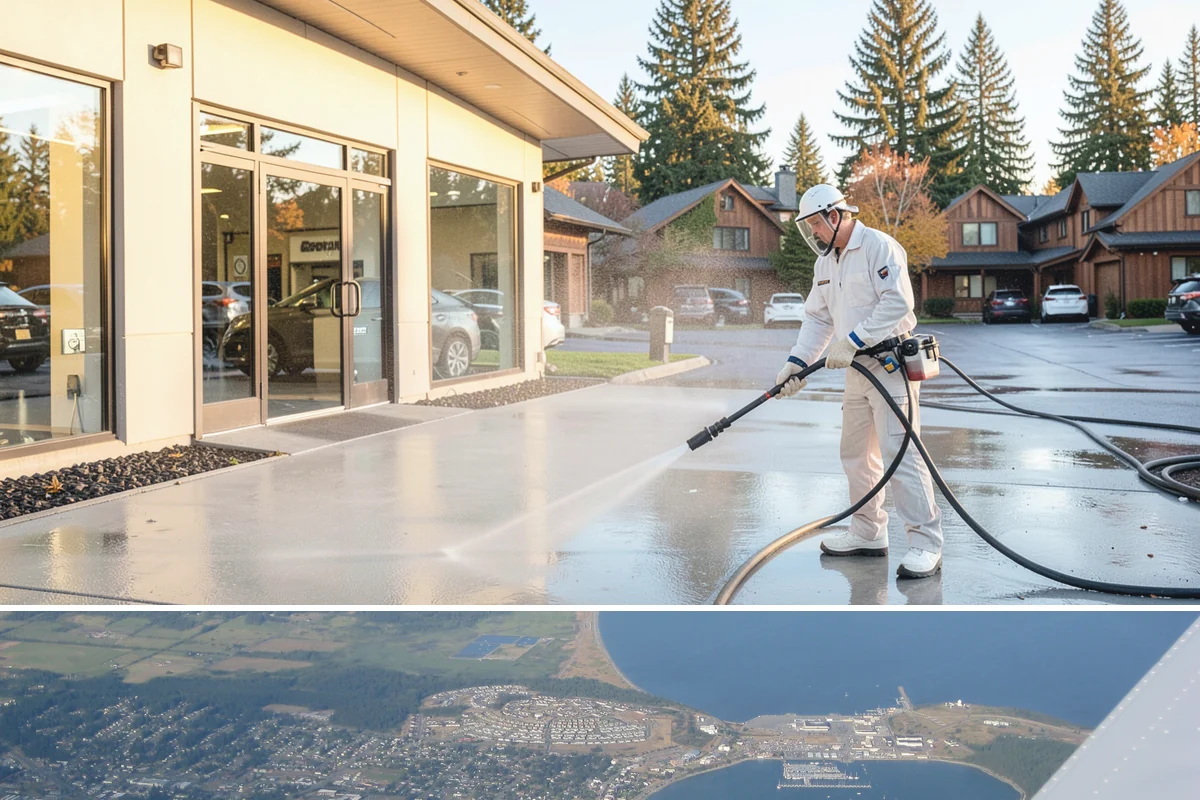 Gas Station Cleaning in Oak Harbor, Island County, WA - Late spring through early fall gives the driest windows for degreasing and containment, though covered fuel courts can be...