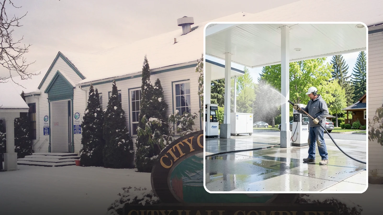 Gas Station Cleaning in Pacific, King County, WA - Deep exterior cleaning for fuel courts, canopies, and pump islands that removes oil, fuel residue, and Northwest grime from...