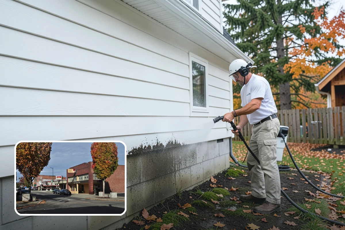 Gas Station Cleaning in Puyallup, Pierce County, WA - Removes slip-causing oil and fuel film from pump-island concrete