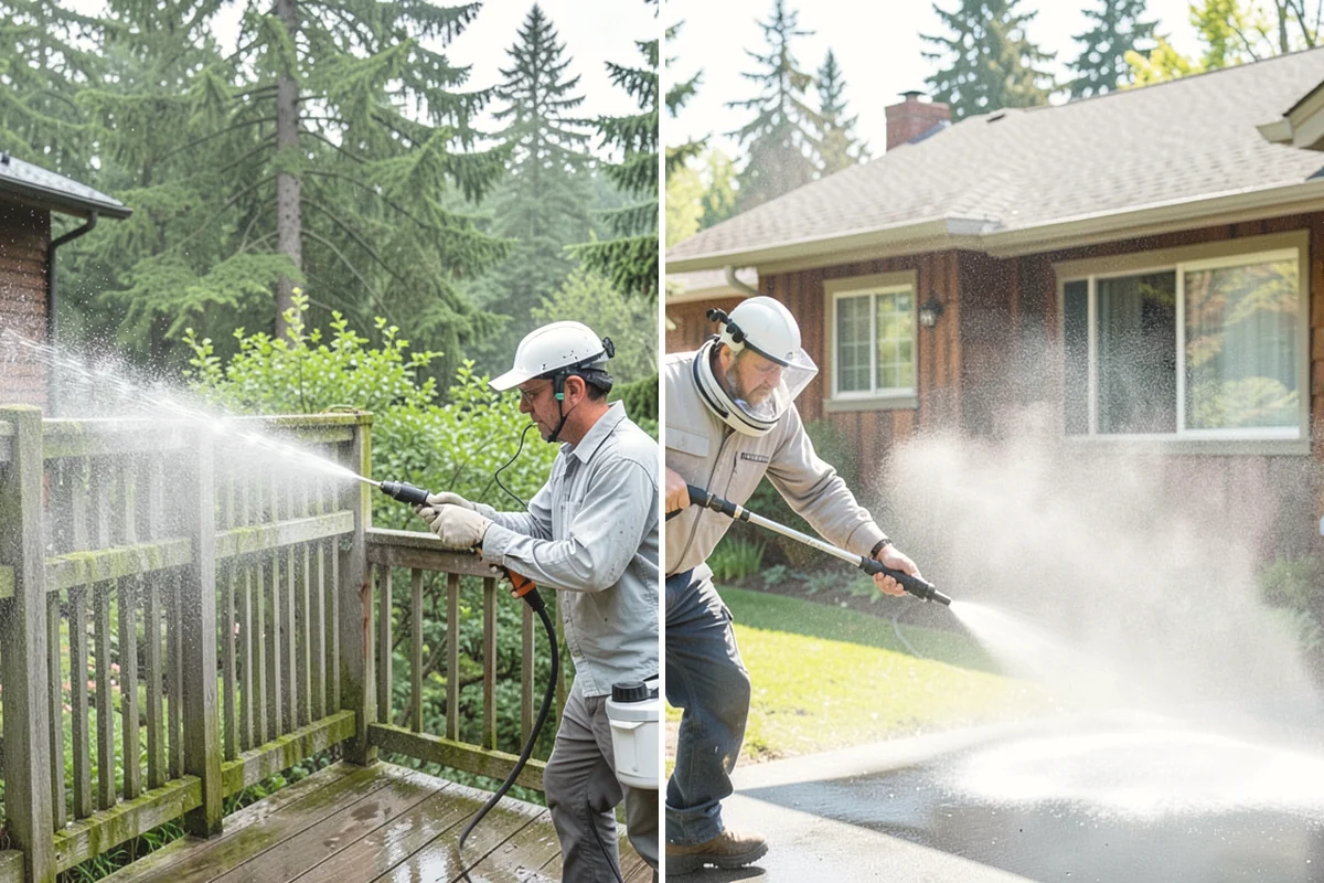 Gas Station Cleaning in Ruston, Pierce County, WA - Contain drains and pre-treat oil-stained concrete with a commercial degreaser