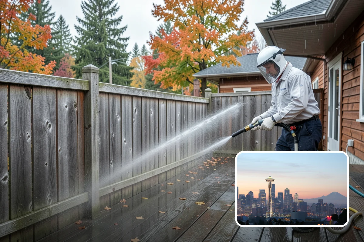 Gas Station Cleaning in Seattle, King County, WA - Removes slip-causing oil and fuel film from pump-island concrete