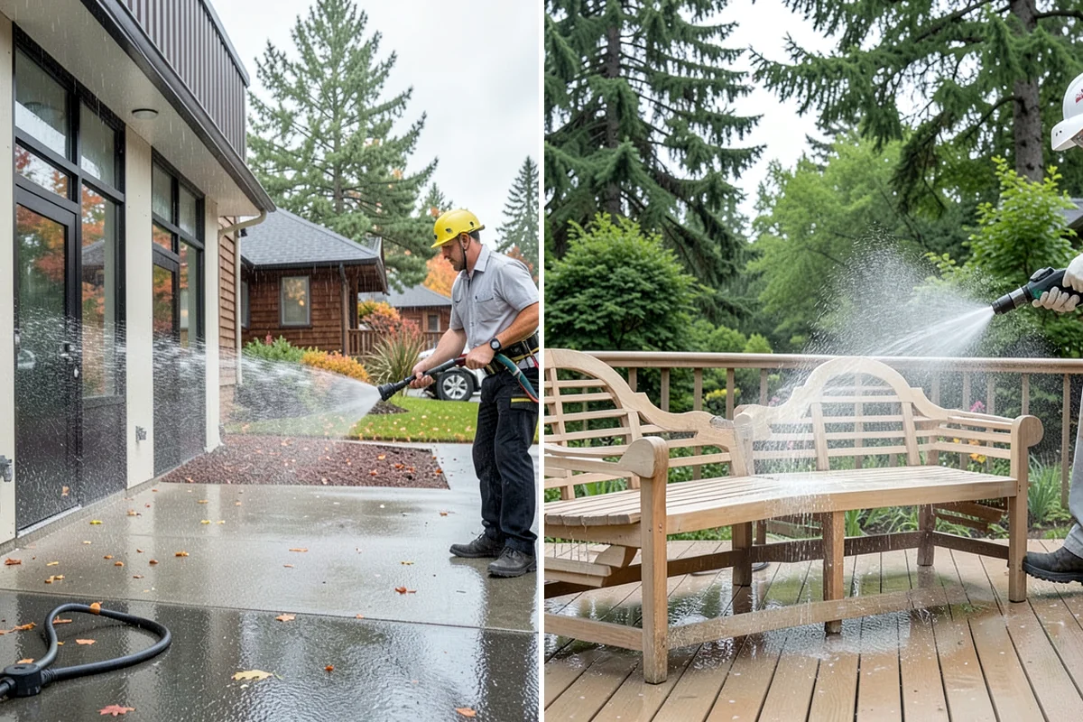Gas Station Cleaning in Shoreline, King County, WA - Contain drains and pre-treat oil-stained concrete with a commercial degreaser