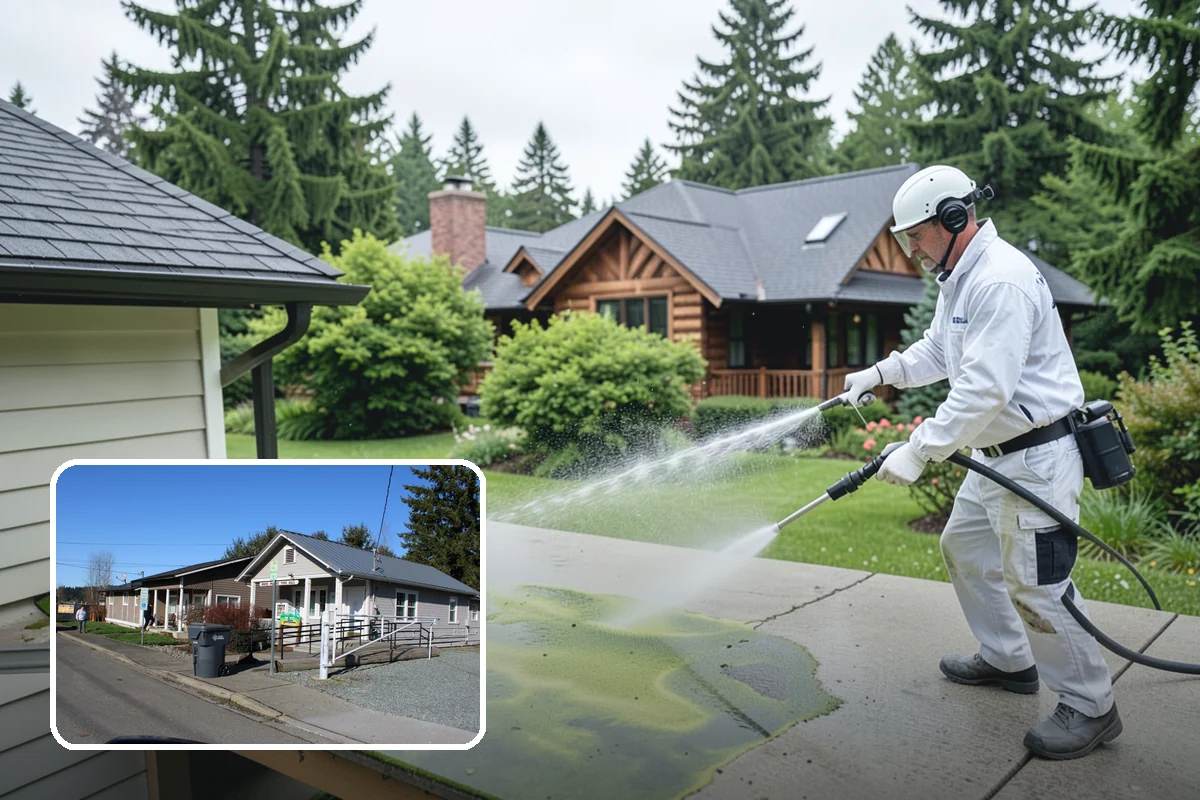 Gas Station Cleaning in South Prairie, Pierce County, WA - Removes slip-causing oil and fuel film from pump-island concrete