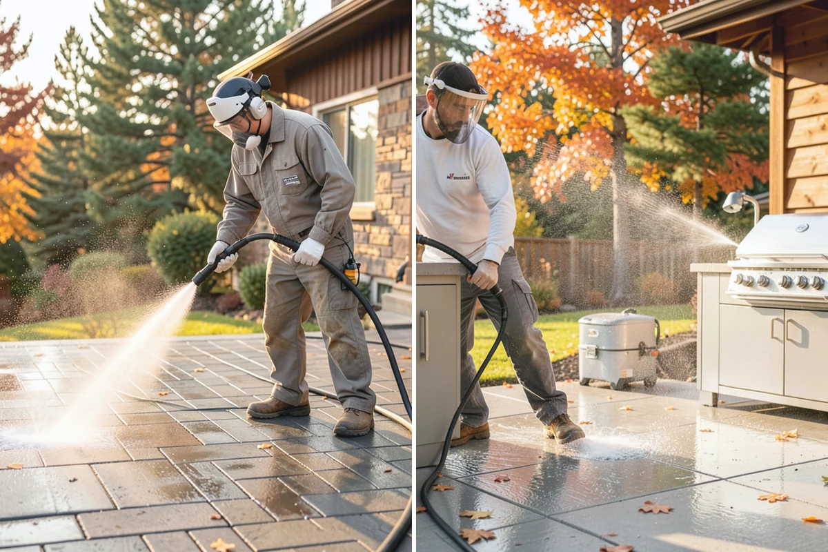 Gas Station Cleaning in Wilkeson, Pierce County, WA - Contain drains and pre-treat oil-stained concrete with a commercial degreaser