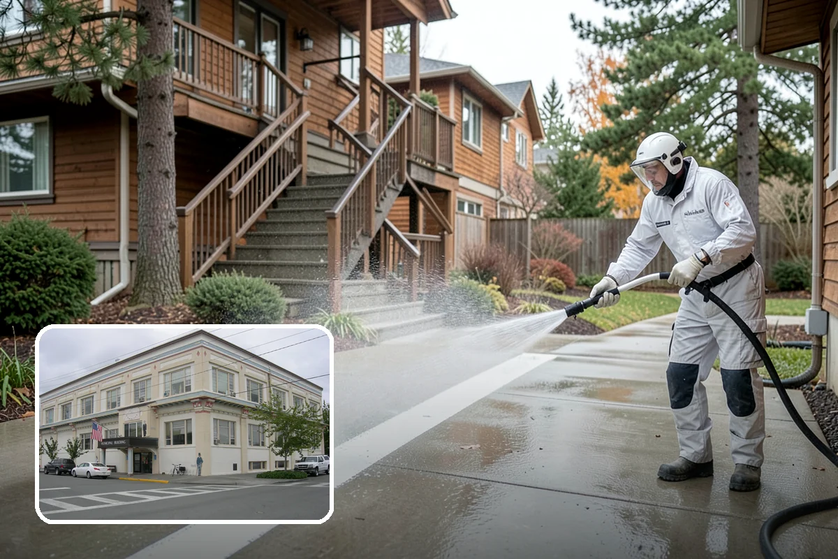 Gazebo Washing in Anacortes, Skagit County, WA - Removes roof moss and interior mildew from the structure