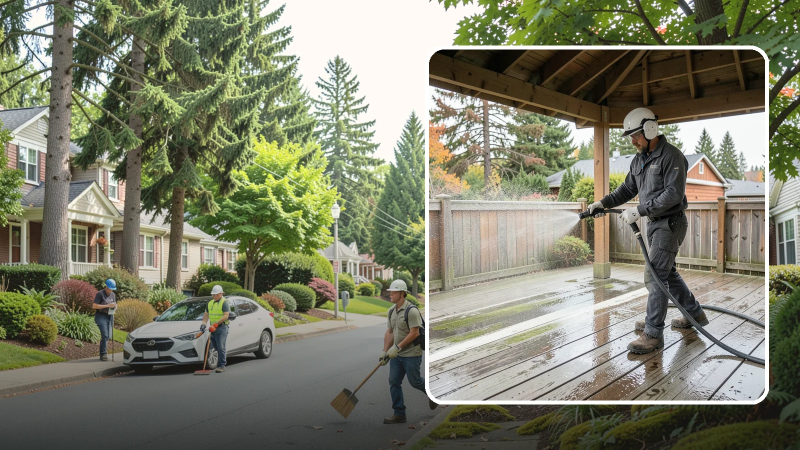Gazebo Washing in Beaux Arts Village, King County, WA - Wash gazebos inside and out to remove the moss, cobwebs, and mildew that collect in a shaded garden structure.