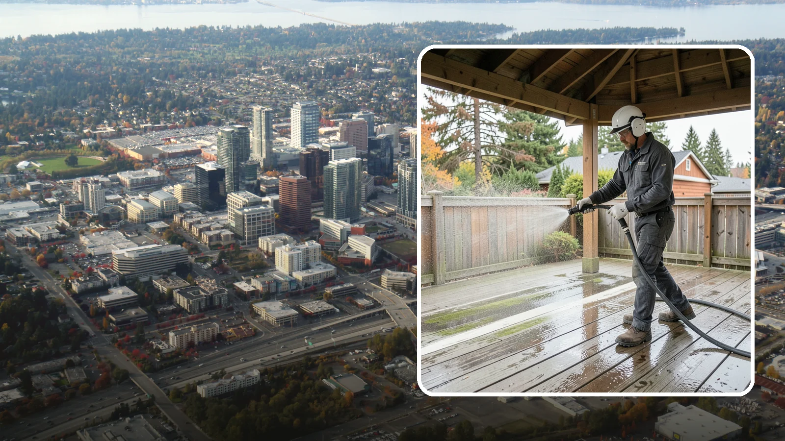 Gazebo Washing in Bellevue, King County, WA - Wash gazebos inside and out to remove the moss, cobwebs, and mildew that collect in a shaded garden structure.