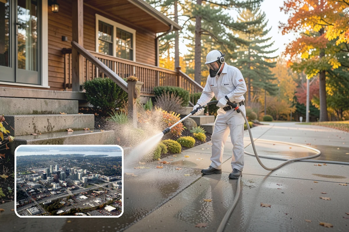 Gazebo Washing in Bellevue, King County, WA - Removes roof moss and interior mildew from the structure
