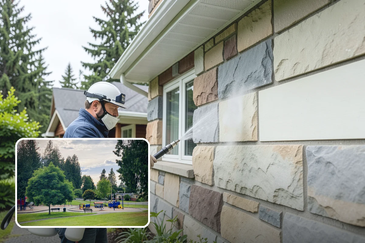 Gazebo Washing in Bonney Lake, Pierce County, WA - Removes roof moss and interior mildew from the structure