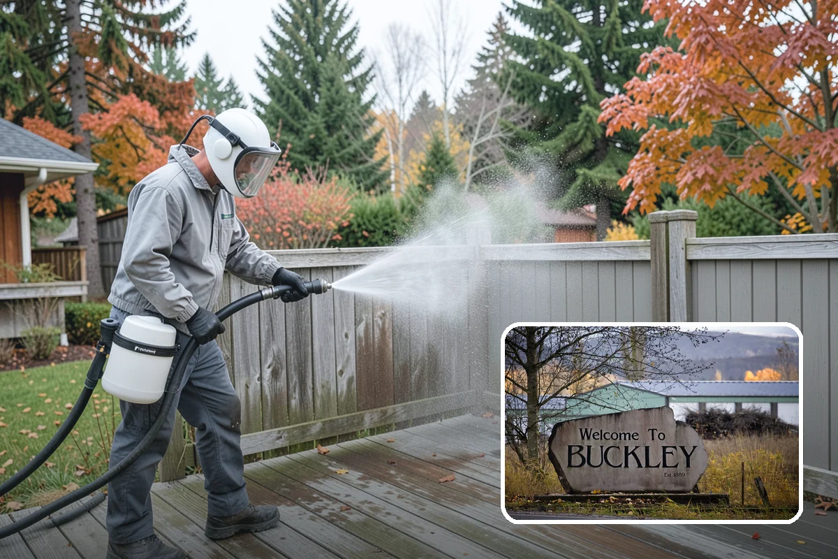 Gazebo Washing in Buckley, Pierce County, WA - Removes roof moss and interior mildew from the structure