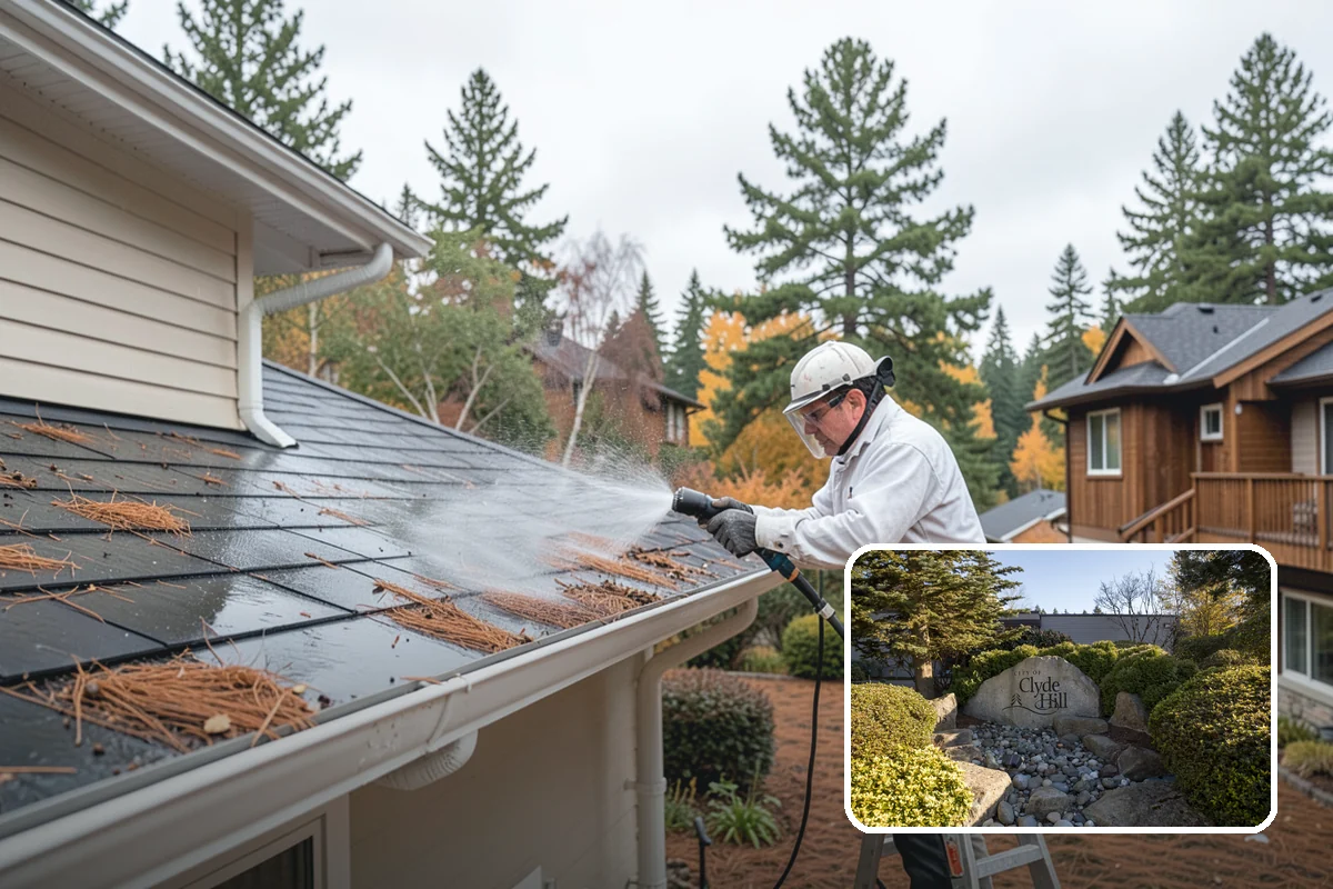 Gazebo Washing in Clyde Hill, King County, WA - Removes roof moss and interior mildew from the structure
