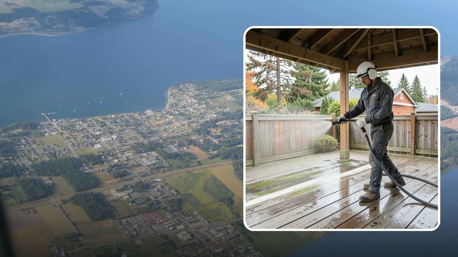Gazebo Washing in Coupeville, Island County, WA - Wash gazebos inside and out to remove the moss, cobwebs, and mildew that collect in a shaded garden structure.