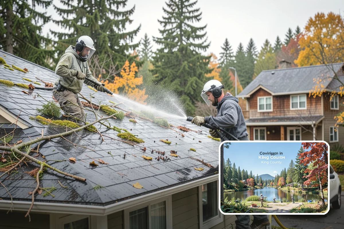 Gazebo Washing in Covington, King County, WA - Removes roof moss and interior mildew from the structure