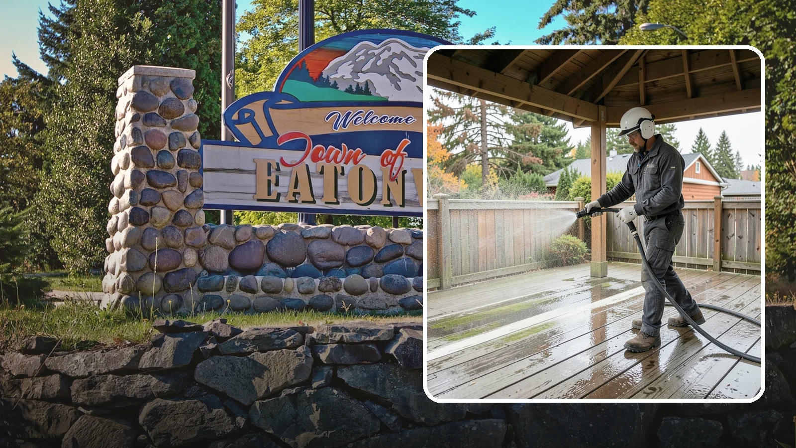Gazebo Washing in Eatonville, Pierce County, WA - Wash gazebos inside and out to remove the moss, cobwebs, and mildew that collect in a shaded garden structure.