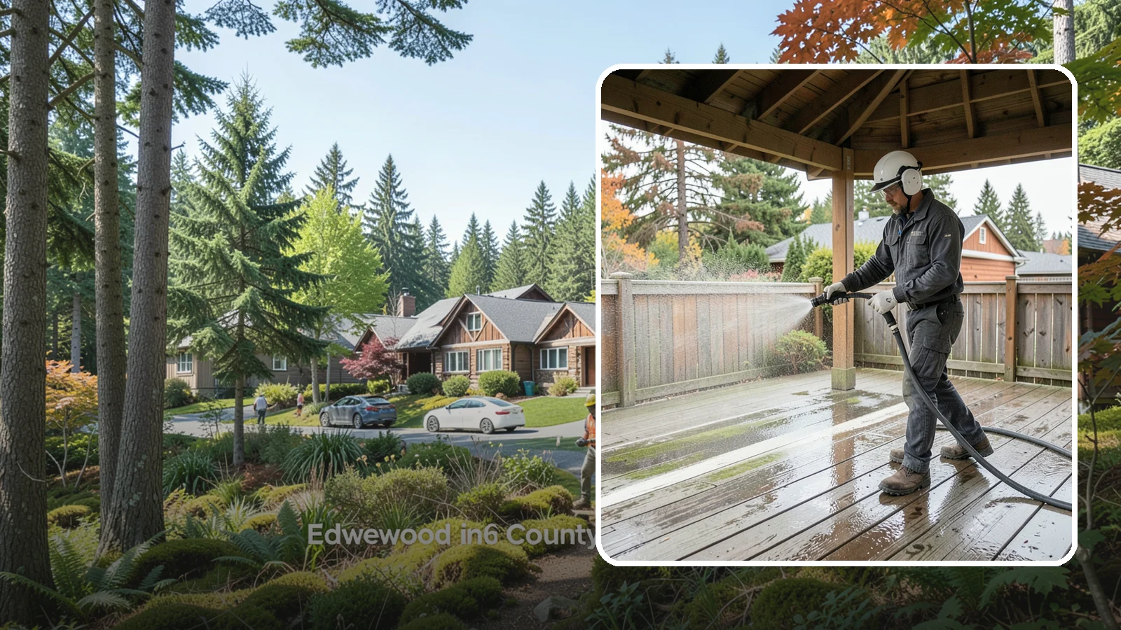 Gazebo Washing in Edgewood, Pierce County, WA - Wash gazebos inside and out to remove the moss, cobwebs, and mildew that collect in a shaded garden structure.