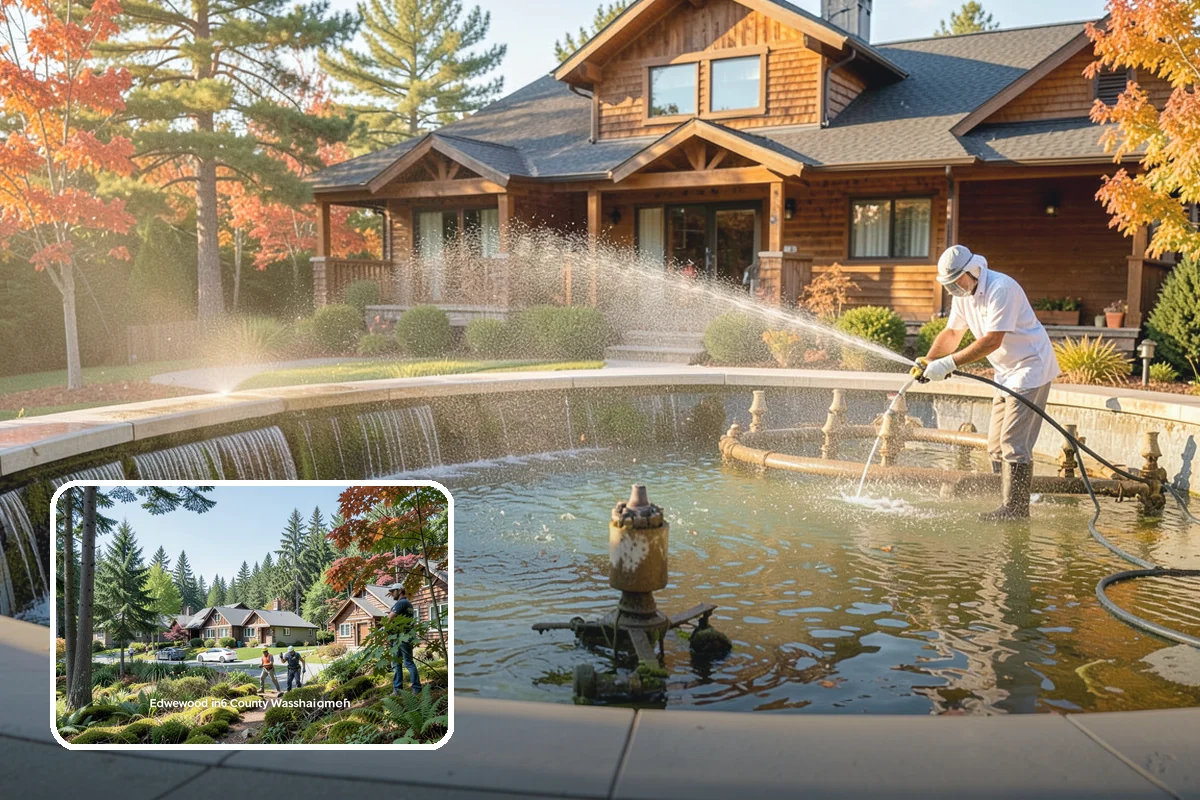 Gazebo Washing in Edgewood, Pierce County, WA - Removes roof moss and interior mildew from the structure