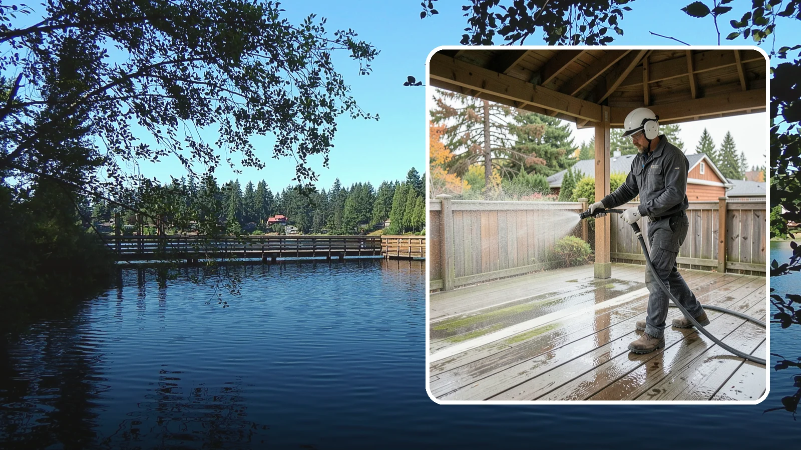 Gazebo Washing in Federal Way, King County, WA - Wash gazebos inside and out to remove the moss, cobwebs, and mildew that collect in a shaded garden structure.