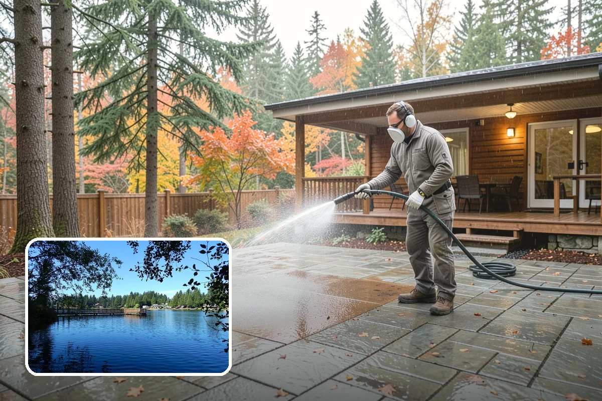 Gazebo Washing in Federal Way, King County, WA - Removes roof moss and interior mildew from the structure