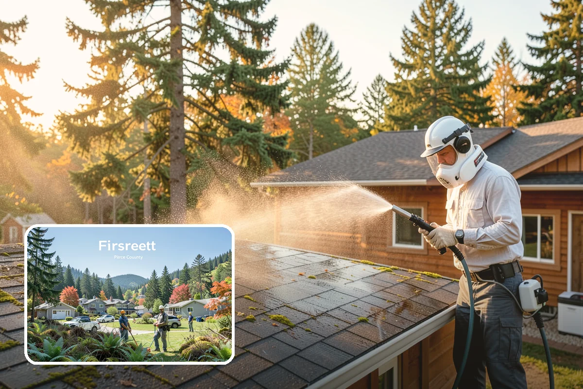 Gazebo Washing in Fircrest, Pierce County, WA - Removes roof moss and interior mildew from the structure