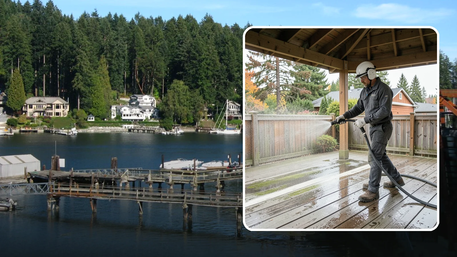 Gazebo Washing in Gig Harbor, Pierce County, WA - Wash gazebos inside and out to remove the moss, cobwebs, and mildew that collect in a shaded garden structure.