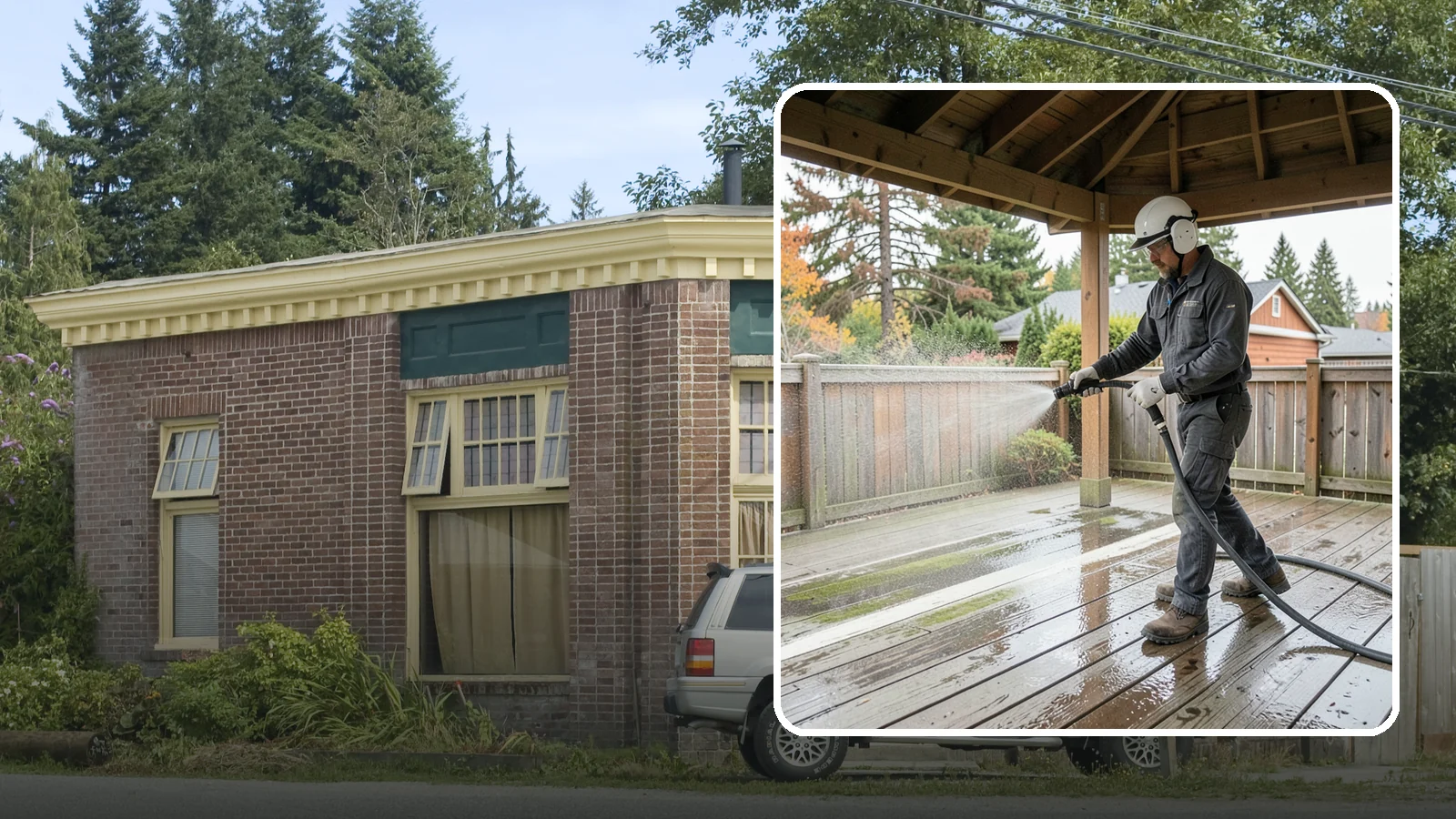 Gazebo Washing in Hamilton, Skagit County, WA - Wash gazebos inside and out to remove the moss, cobwebs, and mildew that collect in a shaded garden structure.