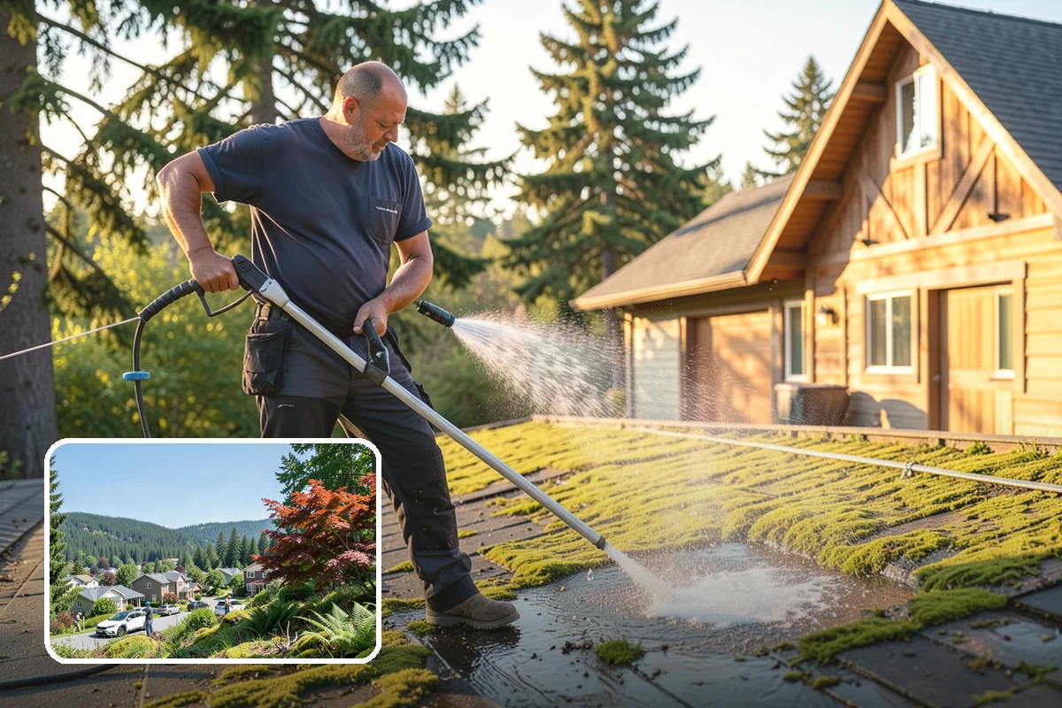 Gazebo Washing in Index, Snohomish County, WA - Removes roof moss and interior mildew from the structure