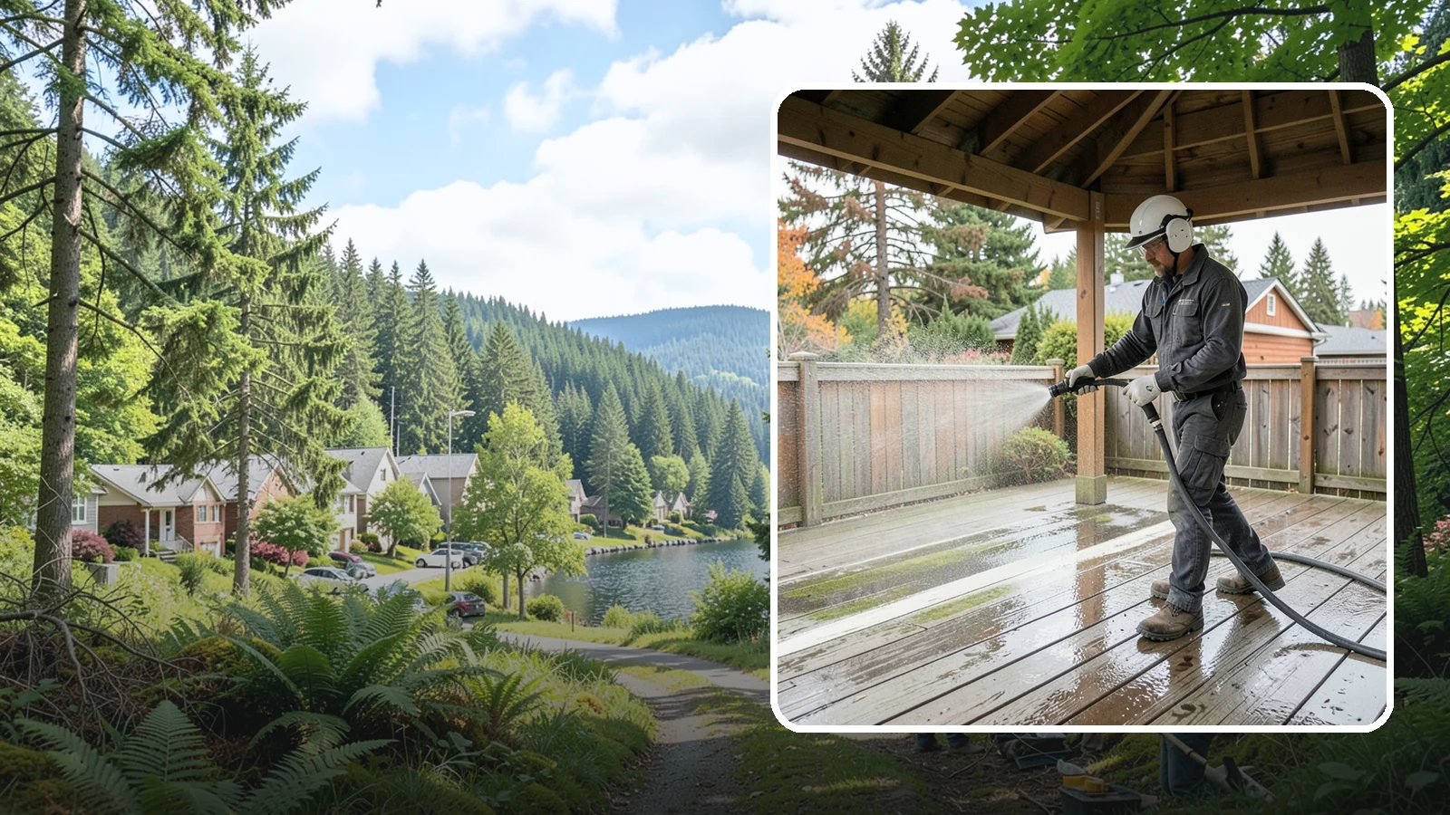 Gazebo Washing in Lake Forest Park, King County, WA - Wash gazebos inside and out to remove the moss, cobwebs, and mildew that collect in a shaded garden structure.