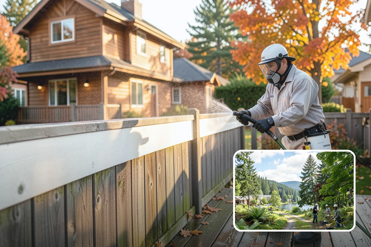 Gazebo Washing in Lake Forest Park, King County, WA - Removes roof moss and interior mildew from the structure