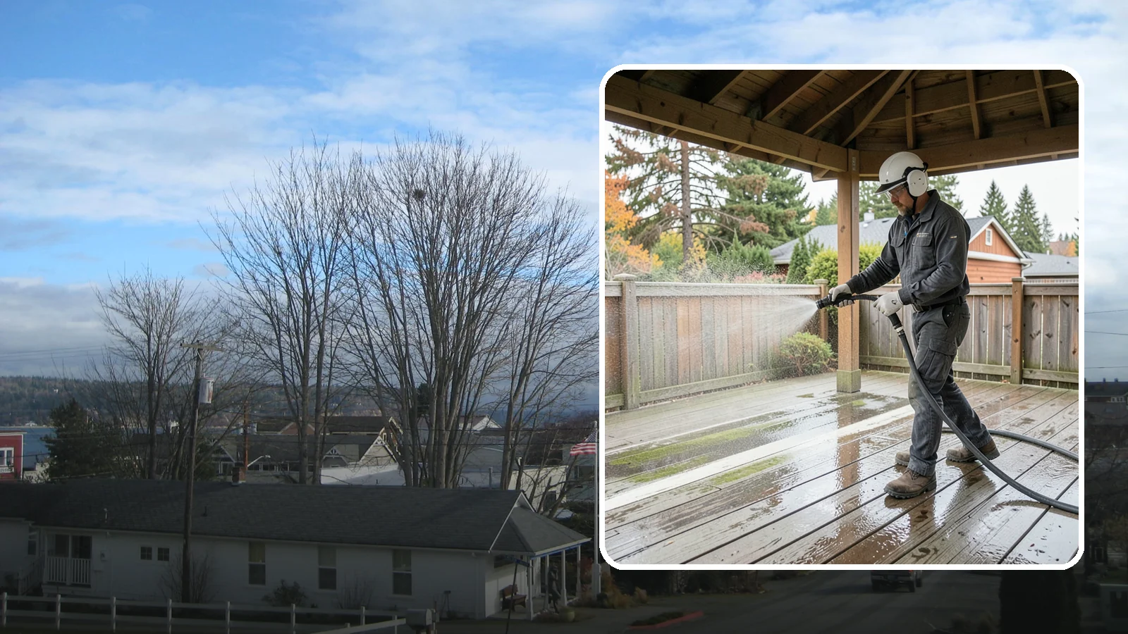 Gazebo Washing in Langley, Island County, WA - Wash gazebos inside and out to remove the moss, cobwebs, and mildew that collect in a shaded garden structure.